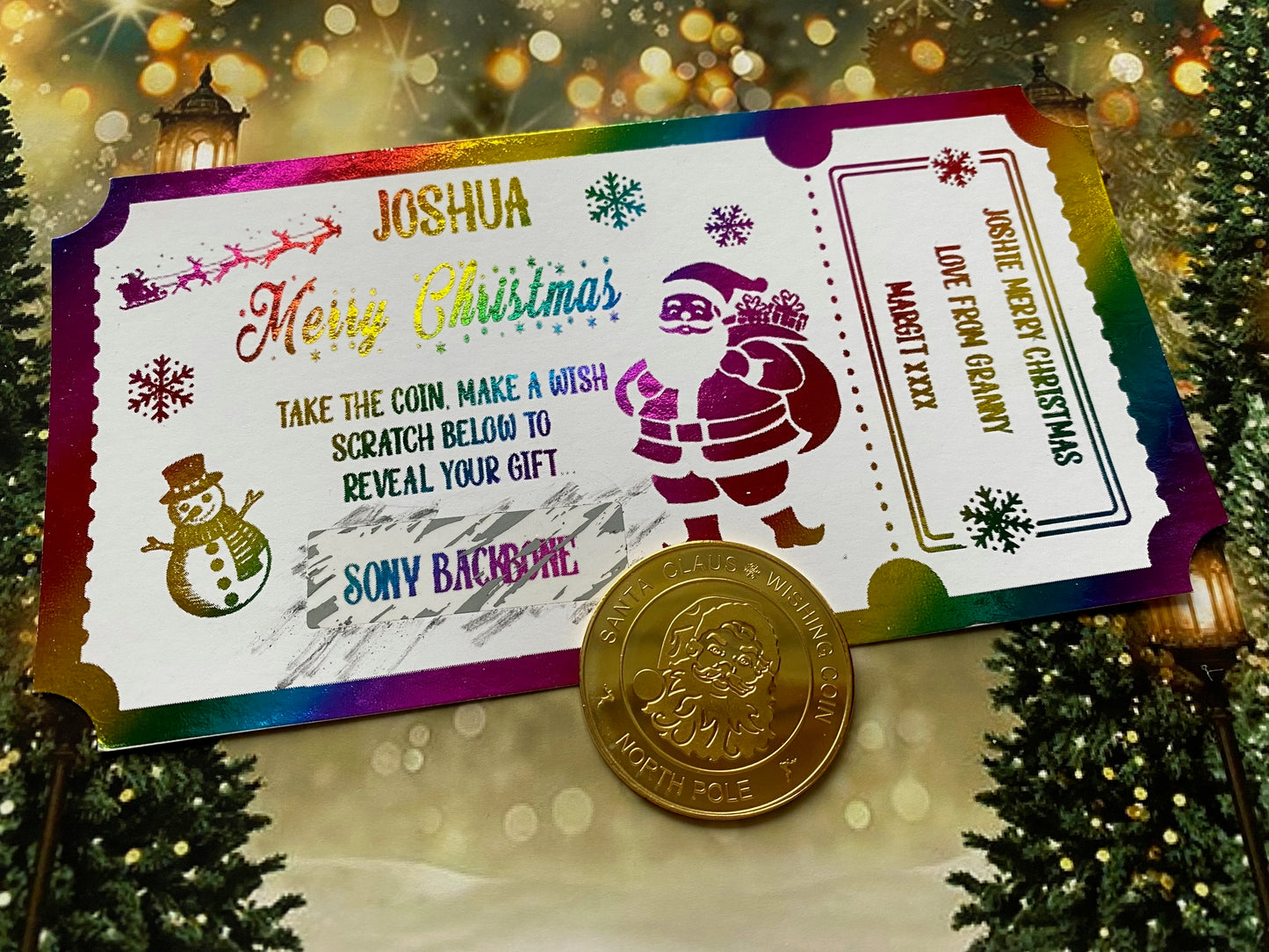Personalised Foil Christmas Surprise Ticket