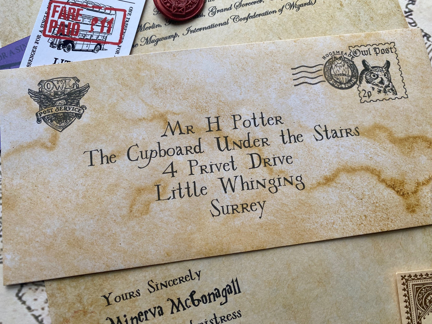 Harry Potter Personalised Studio Tour Letter