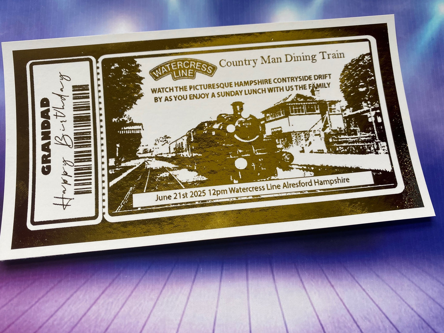 Train Ride Day Out Surprise Trip Foil Gift Ticket
