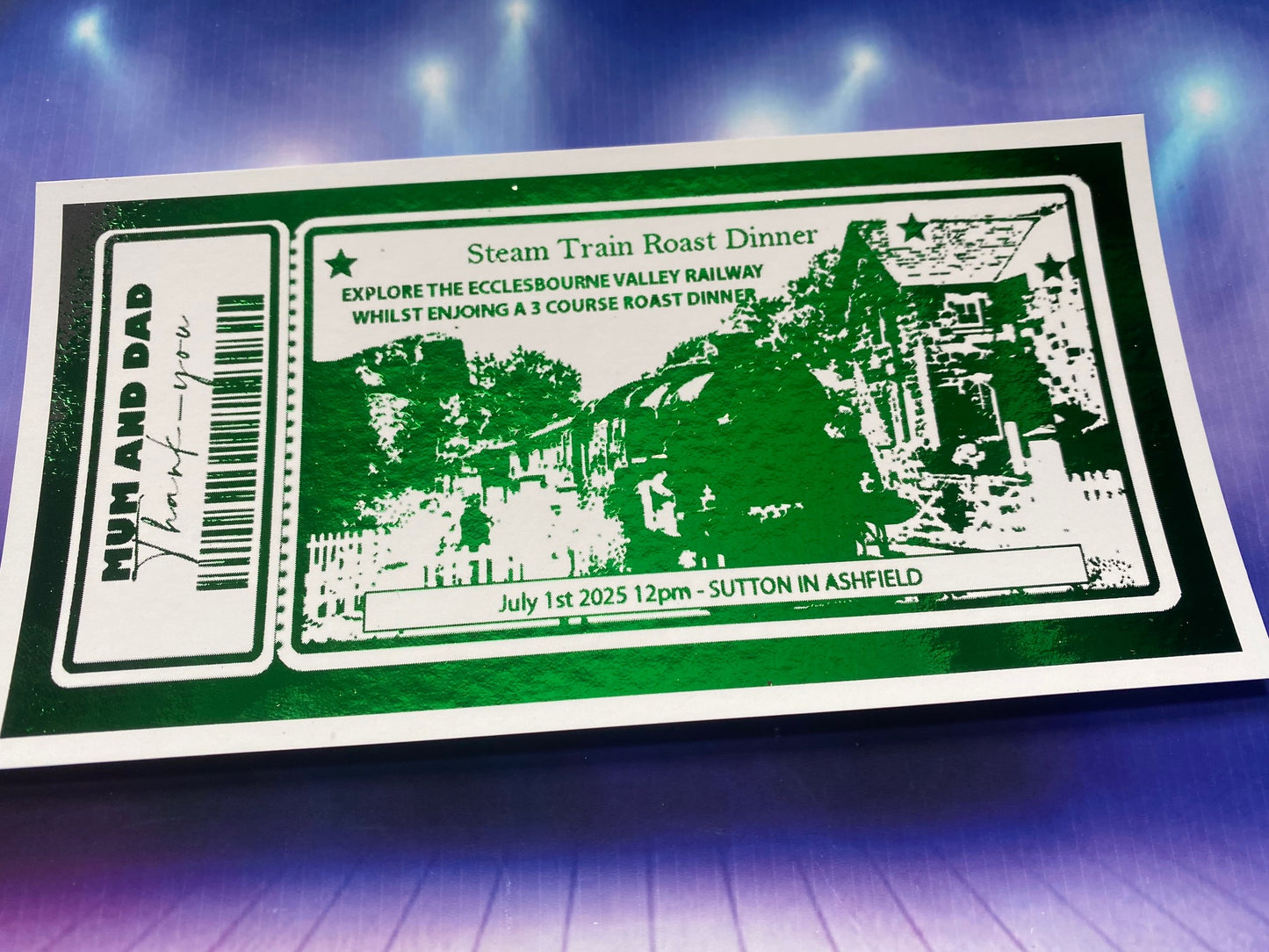 Train Ride Day Out Surprise Trip Foil Gift Ticket