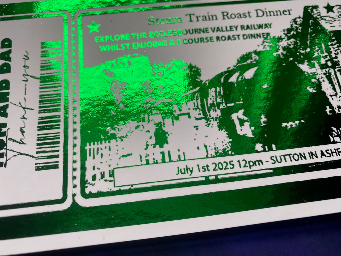 Train Ride Day Out Surprise Trip Foil Gift Ticket