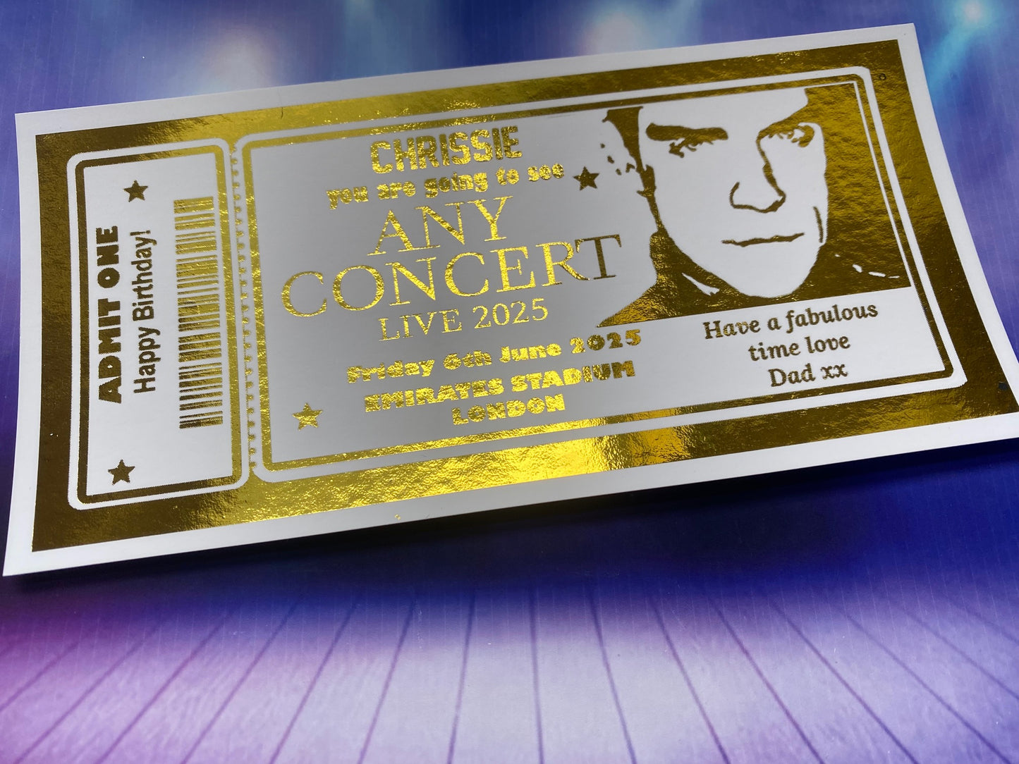 Personalised Concert Foil Ticket