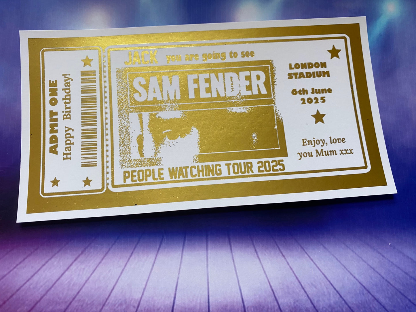 Sam Fender Concert Foil Ticket