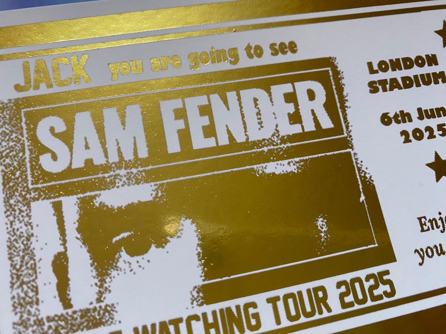 Sam Fender Concert Foil Ticket