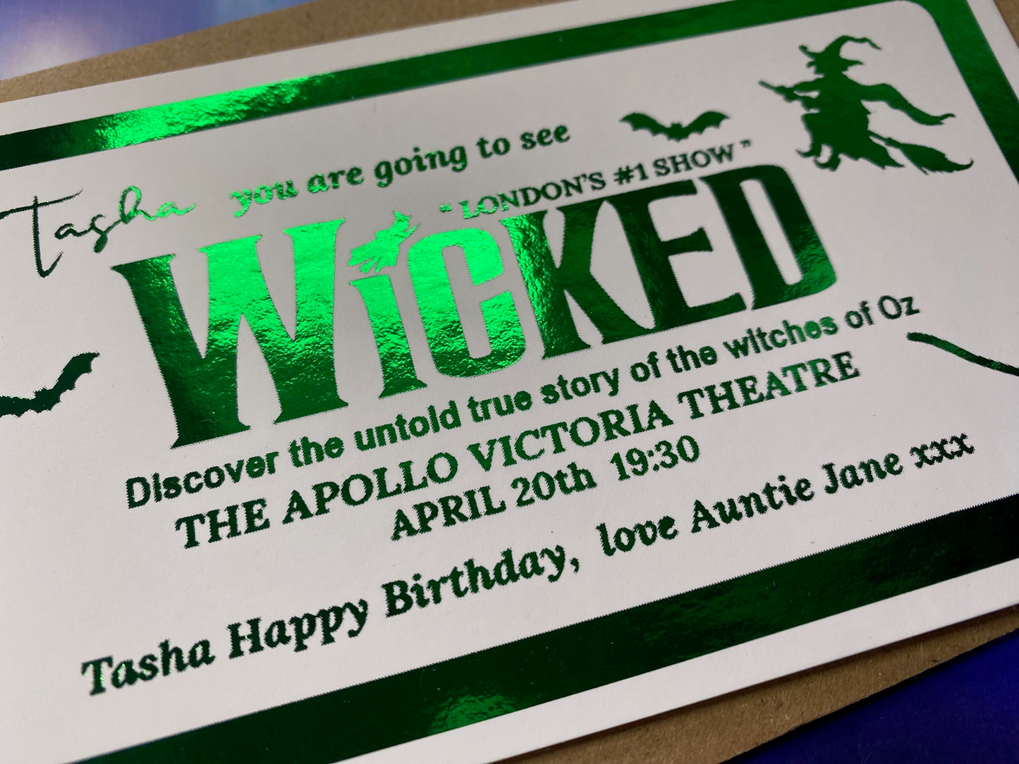 Wicked Theatre Surprise Foil Gift Ticket