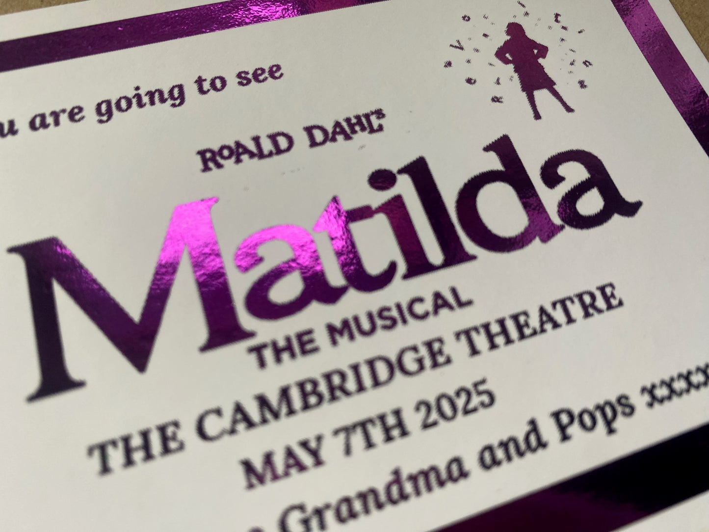 Matilda Surprise Theatre Foil Gift Ticket