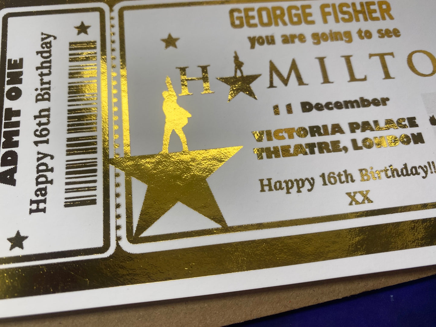 Hamilton Surprise Theatre Foil Gift Ticket