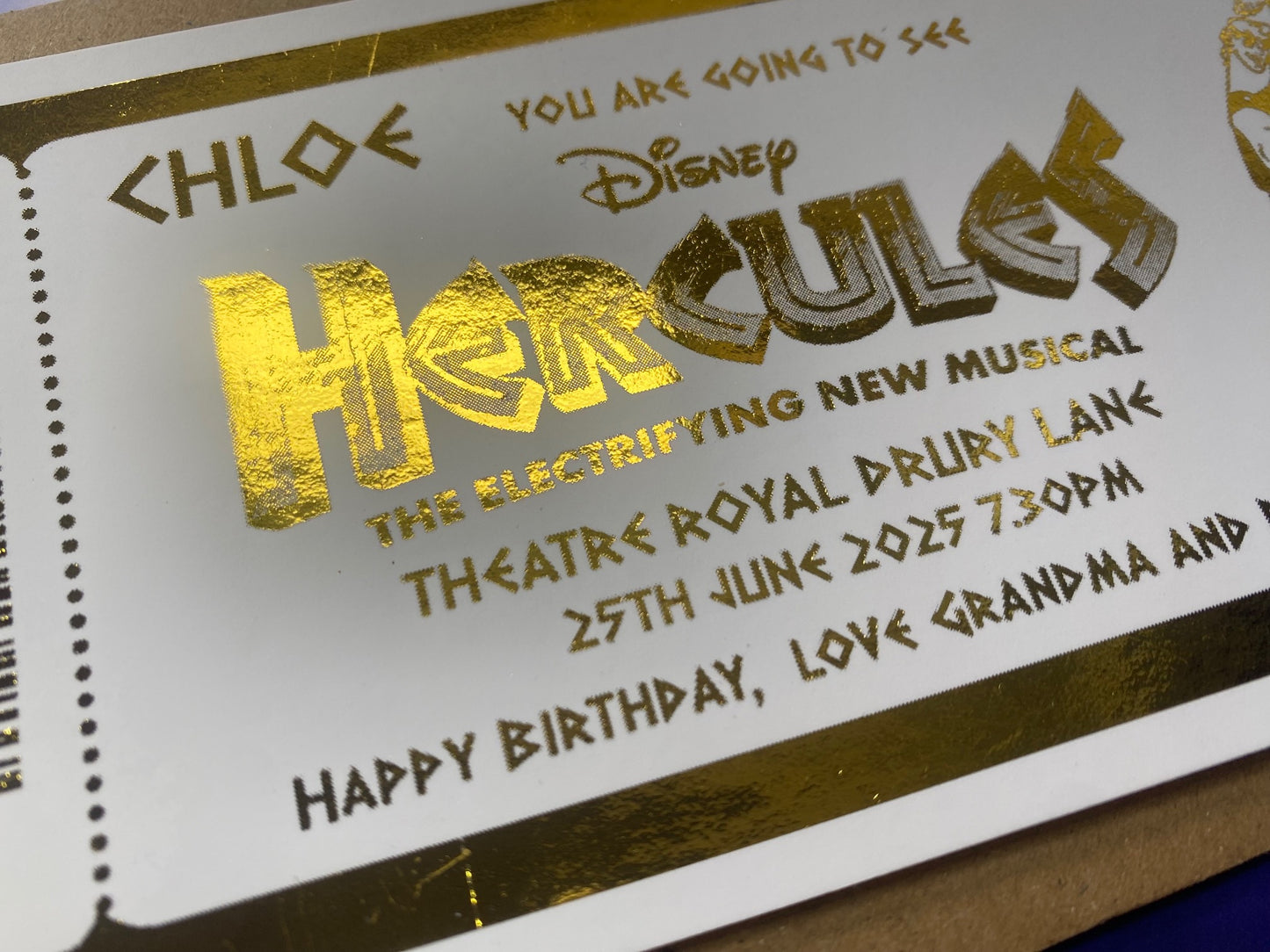 Hercules Disney Surprise Theatre Foil Gift Ticket