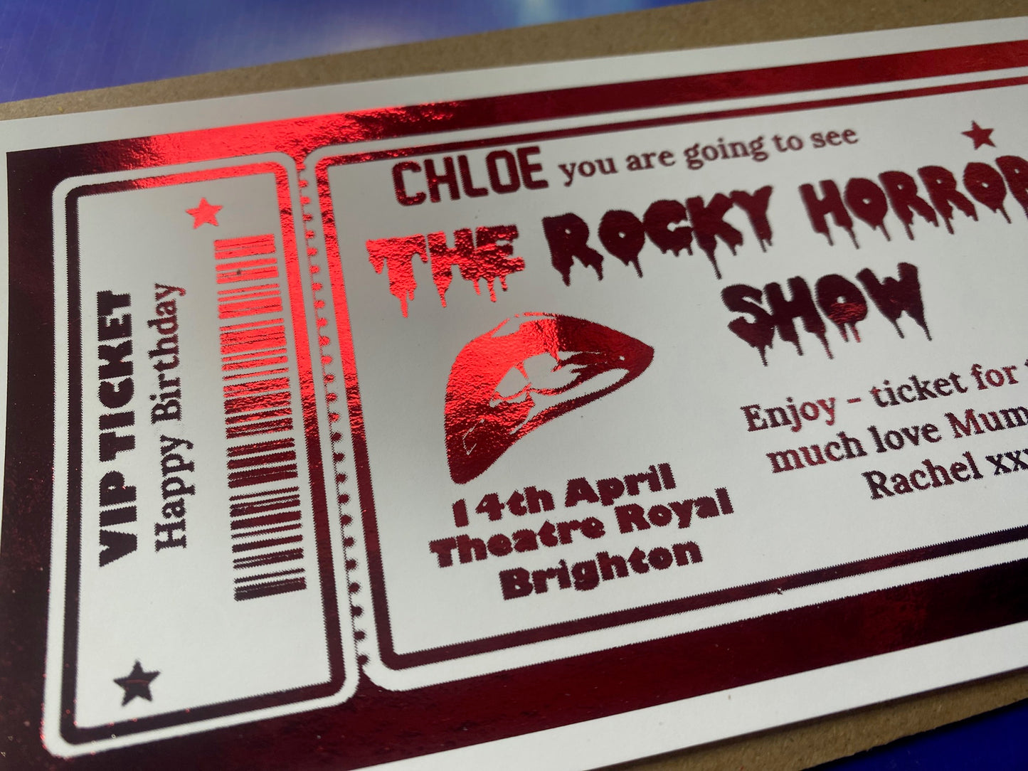The Rocky Horror Show Surprise Theatre Foil Gift Ticket