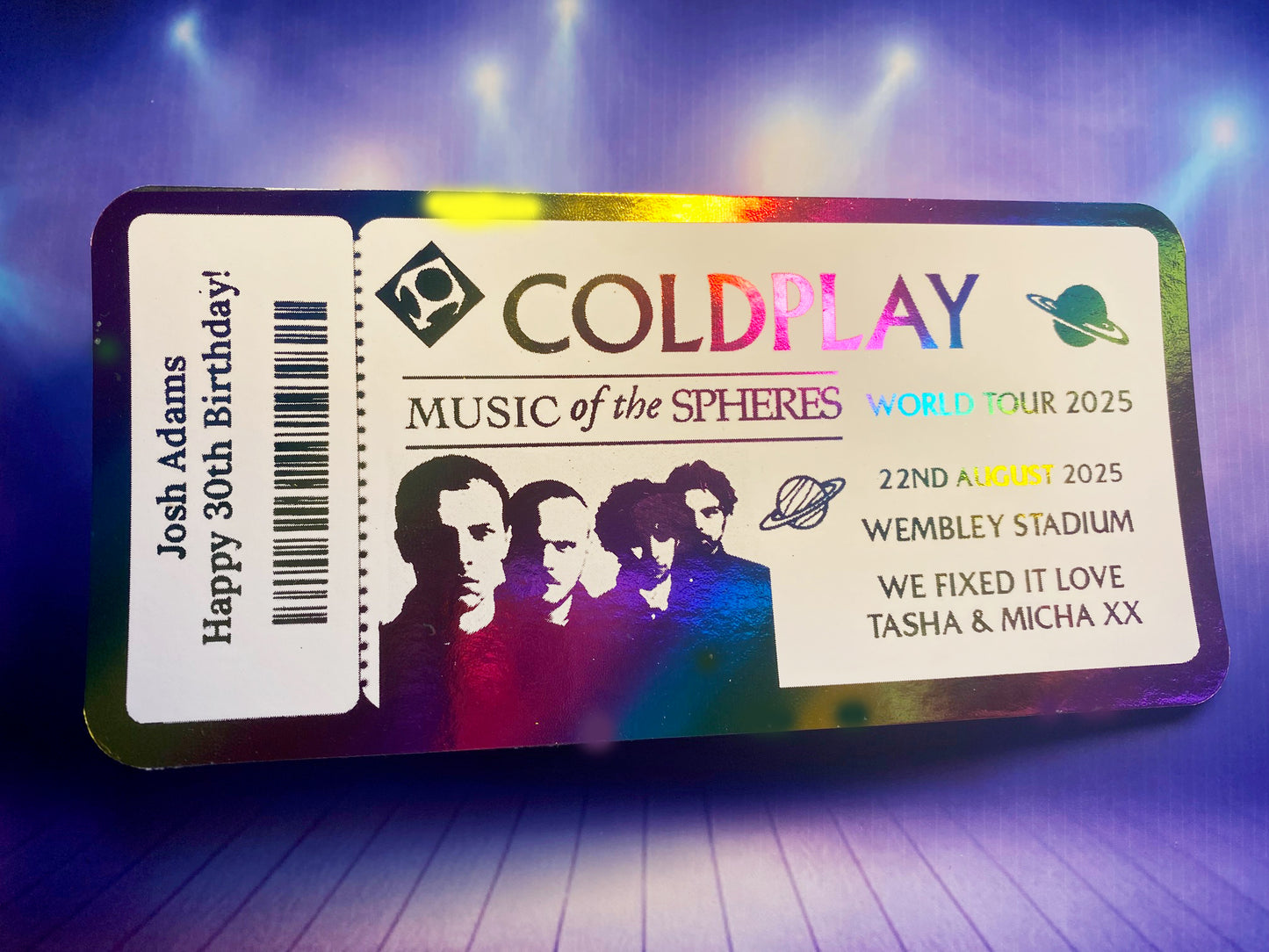 Personalised Concert Foil Ticket