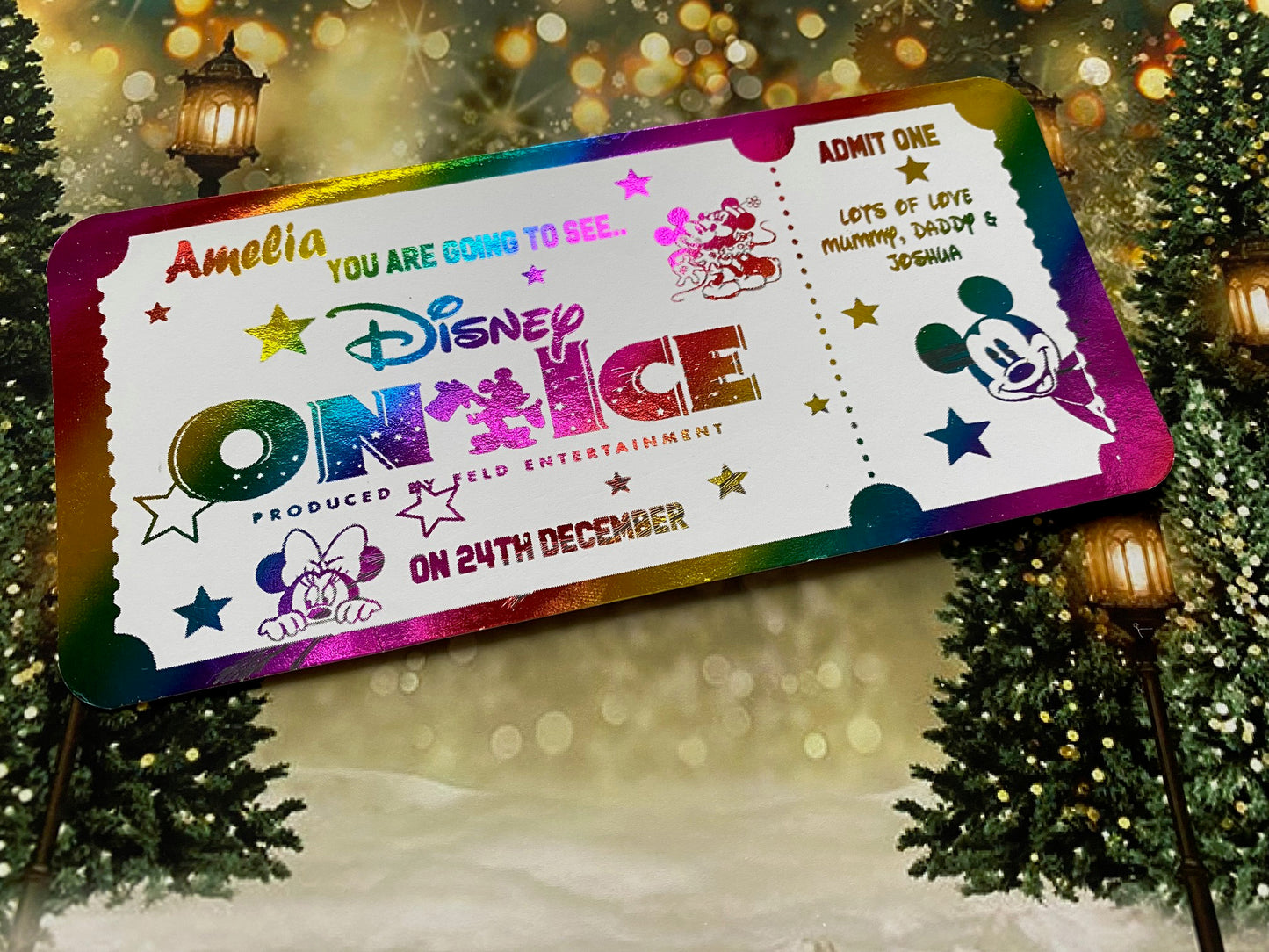Personalised Disney On Ice Foil Ticket , Surprise Event Pass, Personalised Keepsake Pass