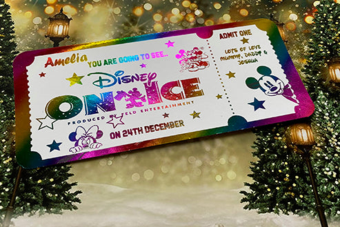 Personalised Disney On Ice Foil Ticket , Surprise Event Pass, Personalised Keepsake Pass