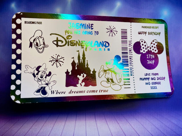Disneyland / Disneyworld Souvenir Foil Ticket