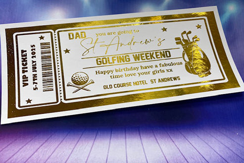 Golf Golfing Surprise Trip Foil Gift Ticket