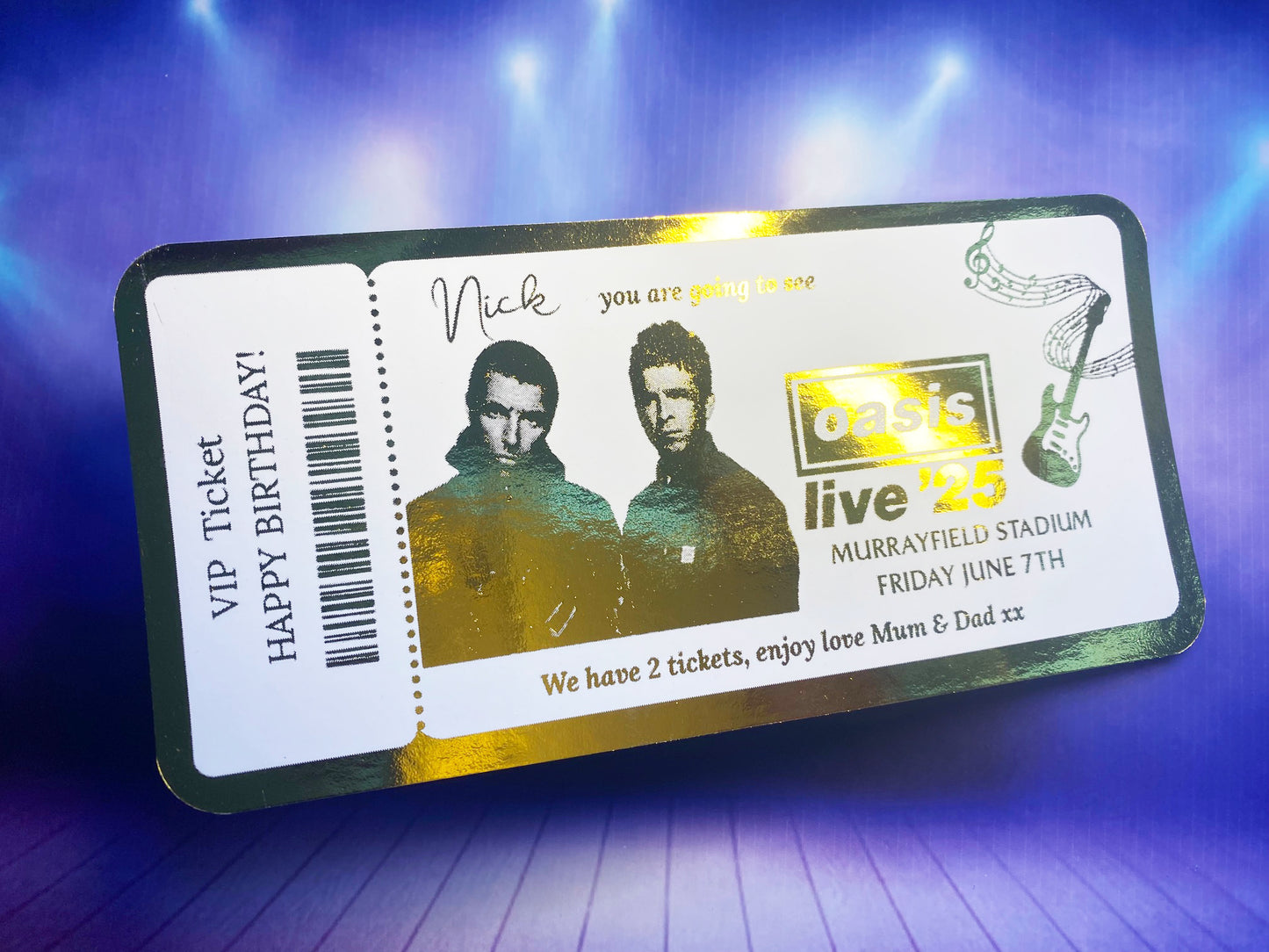 Personalised Concert Foil Ticket