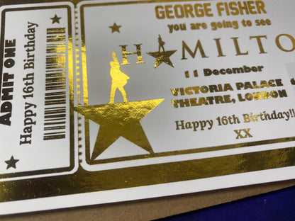 Hamilton Surprise Theatre  Foil Gift Ticket