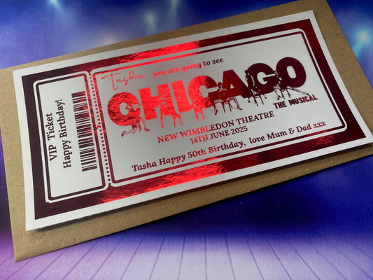 Chicago Show Surprise Theatre  Foil Gift Ticket