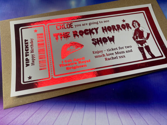 The Rocky Horror Show Surprise Theatre  Foil Gift Ticket