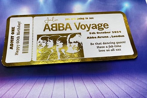 Abba Voyage Personalised Foil Gift Ticket