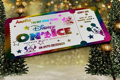 Personalised Disney On Ice Foil Ticket , Surprise Event Pass, Personalised Keepsake Pass