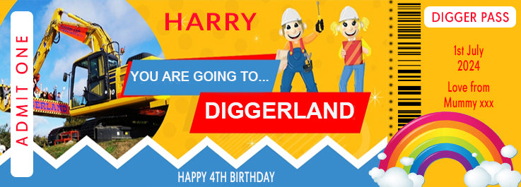 Diggerland Personalised Gift Ticket