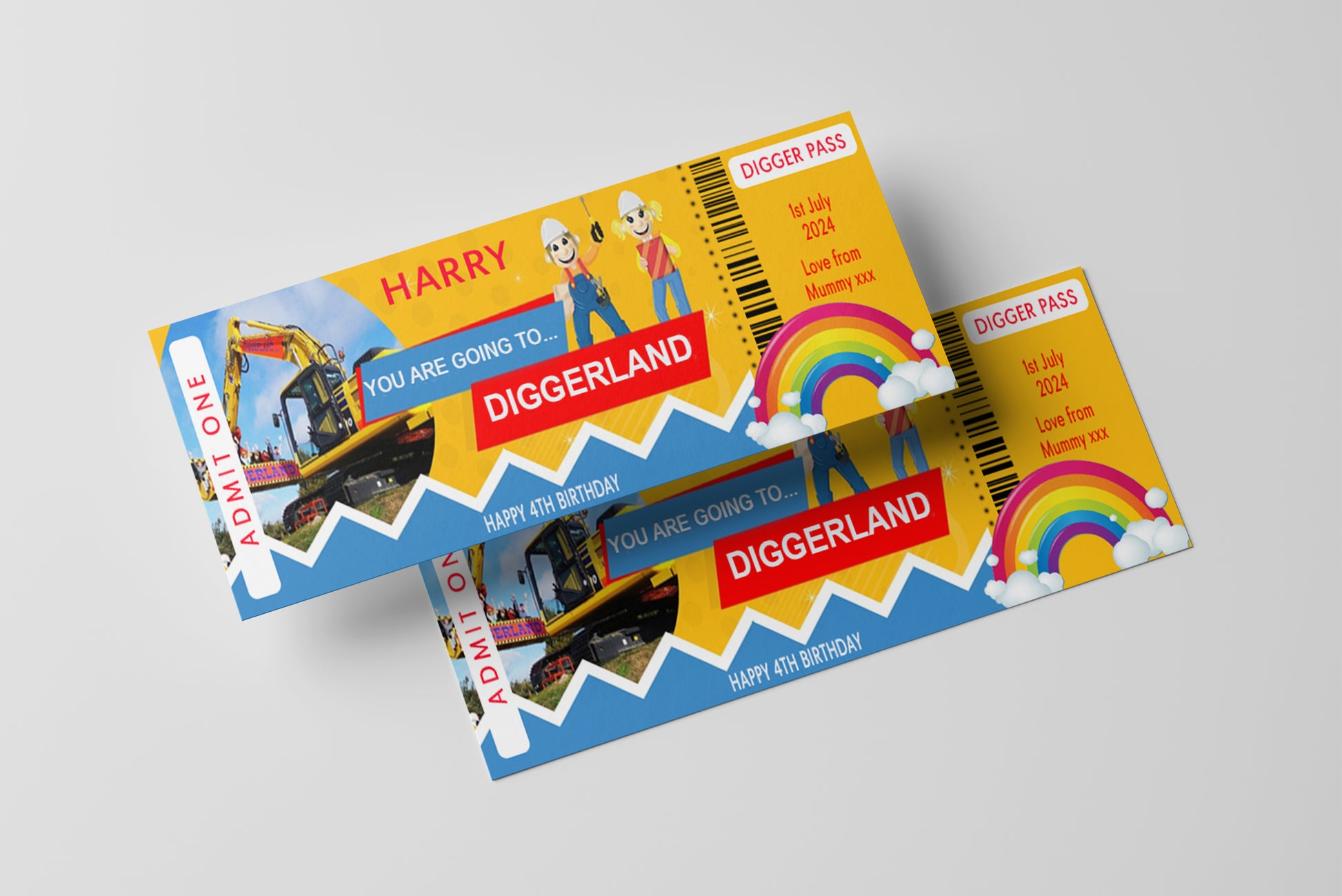 Diggerland Personalised Gift Ticket