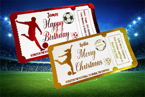 Personalised  Foil Football Stadium Scratch Reveal Gift Ticket
