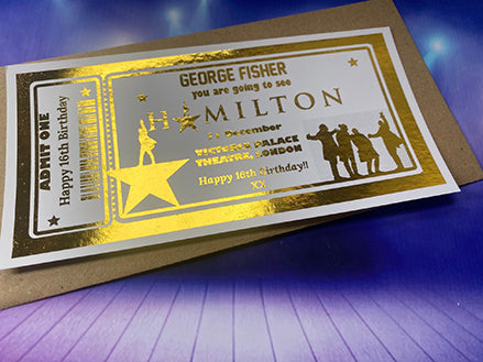Hamilton Surprise Theatre  Foil Gift Ticket