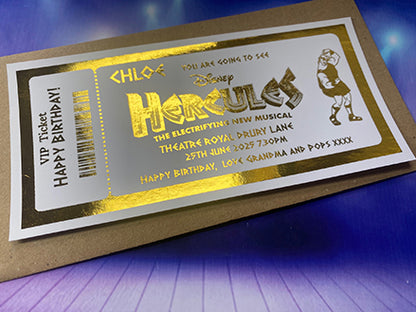 Hercules Disney Surprise Theatre  Foil Gift Ticket