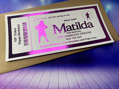 Matilda Surprise Theatre  Foil Gift Ticket