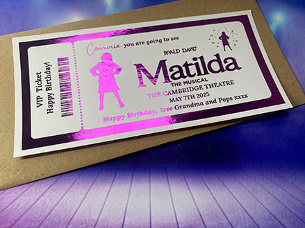 Matilda Surprise Theatre  Foil Gift Ticket