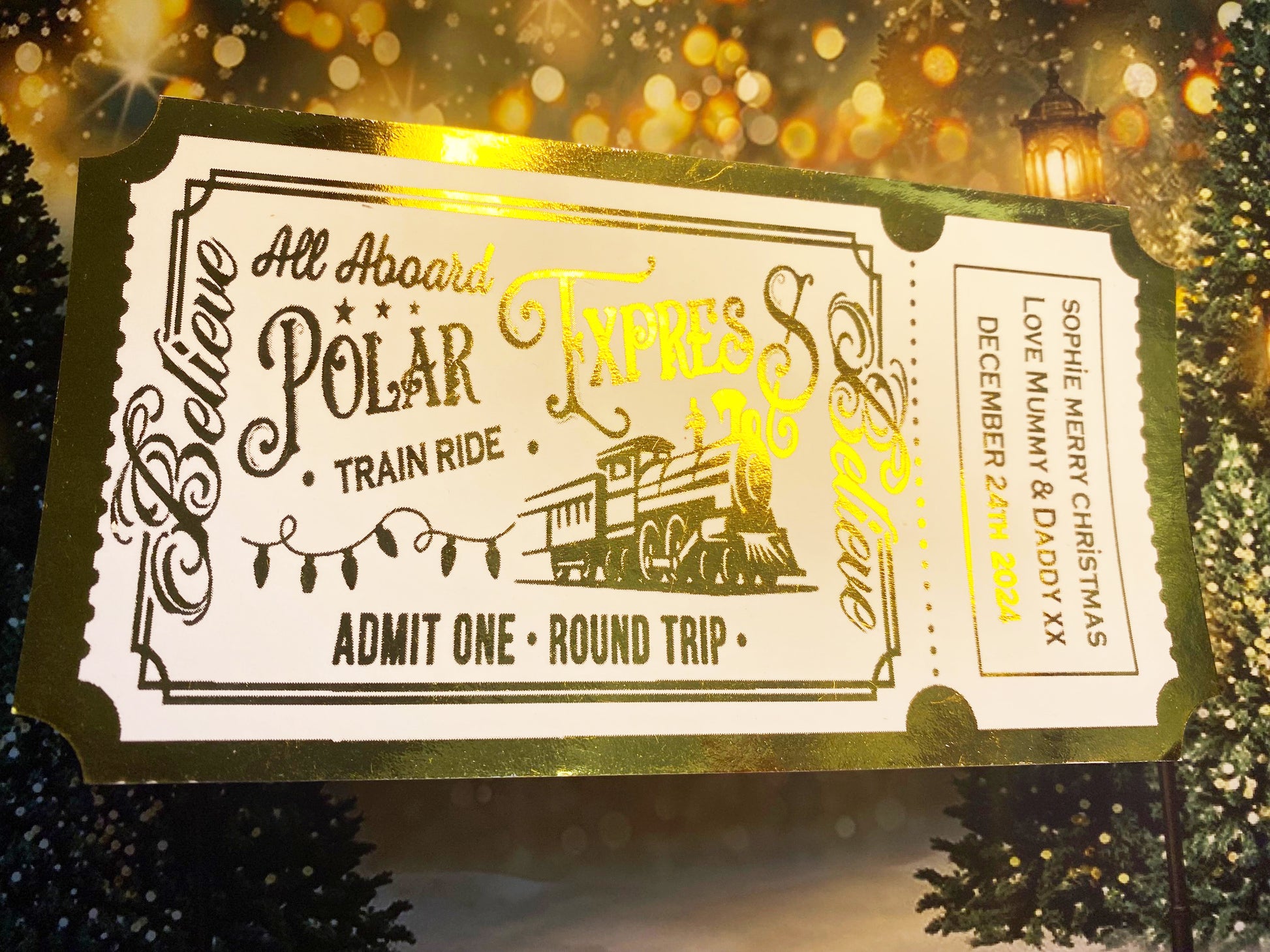 Personalised Polar Express Foil Ticket